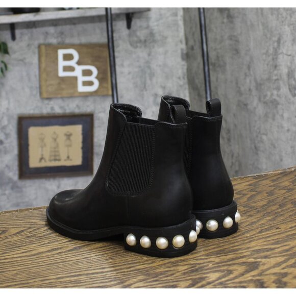 NWT On 34th Womens Jeovana Pearl Chelsea Booties 10019682400 Black Smooth 5.5M - Picture 7 of 12